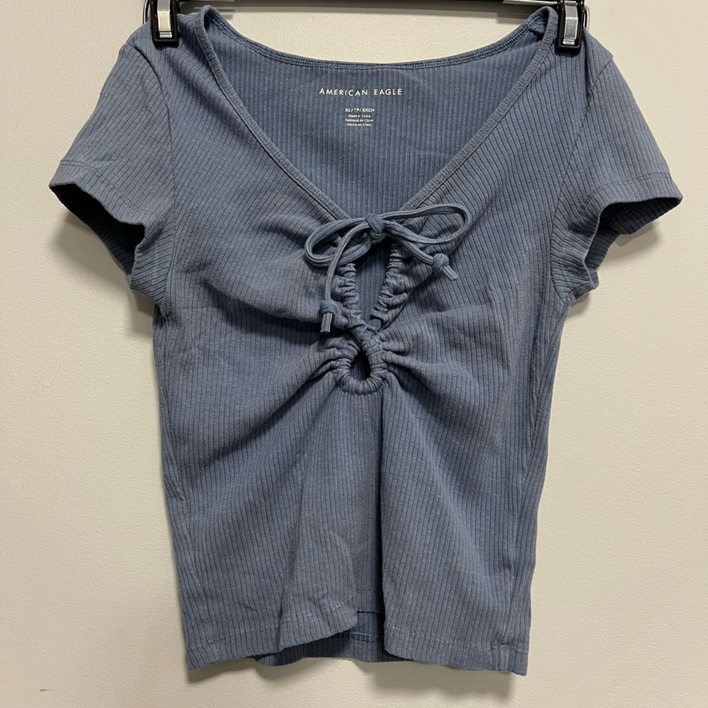 AE ribbed front-tie top